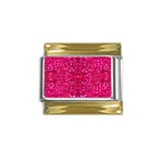 Hot Pink Glitter Gold Trim Italian Charm (9mm)