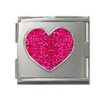 Hot Pink Glitter Mega Link Heart Italian Charm (18mm)