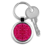 Hot Pink Glitter Key Chain (Round)