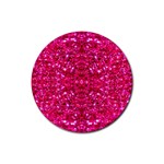 Hot Pink Glitter Rubber Coaster (Round)