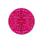 Hot Pink Glitter Magnet 3  (Round)