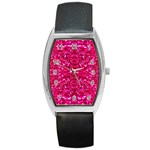 Hot Pink Glitter Barrel Style Metal Watch