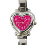 Hot Pink Glitter Heart Italian Charm Watch