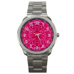 Hot Pink Glitter Sport Metal Watch