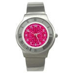 Hot Pink Glitter Stainless Steel Watch