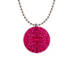 Hot Pink Glitter 1  Button Necklace