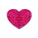 Hot Pink Glitter Rubber Coaster (Heart)