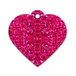 Hot Pink Glitter Dog Tag Heart (One Side)