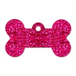 Hot Pink Glitter Dog Tag Bone (One Side)