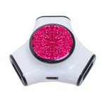 Hot Pink Glitter 3-Port USB Hub