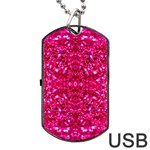 Hot Pink Glitter Dog Tag USB Flash (One Side)