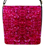 Hot Pink Glitter Flap Closure Messenger Bag (S)