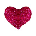 Hot Pink Glitter Standard 16  Premium Flano Heart Shape Cushion 