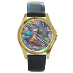 holographic Round Gold Metal Watch