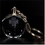 holographic Clover 3D Engraving Circle Key Chain