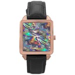 holographic Rose Gold Leather Watch 