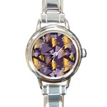 purple christmas trees Round Italian Charm Watch