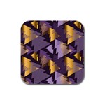 purple christmas trees Rubber Square Coaster (4 pack)