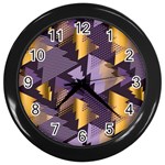 purple christmas trees Wall Clock (Black)