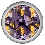 purple christmas trees Wall Clock (Silver)