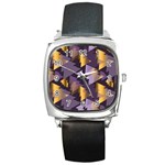 purple christmas trees Square Metal Watch