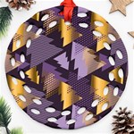 purple christmas trees Ornament (Round Filigree)