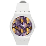 purple christmas trees Round Plastic Sport Watch (M)