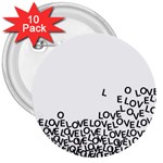 Love Love Love 3  Button (10 pack)