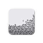 Love Love Love Rubber Square Coaster (4 pack)