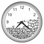 Love Love Love Wall Clock (Silver)