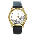 Love Love Love Round Gold Metal Watch