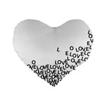 Love Love Love Standard 16  Premium Flano Heart Shape Cushion 