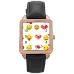 Valentine Emojis Rose Gold Leather Watch 