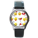 Valentine Emojis Round Metal Watch