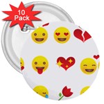 Valentine Emojis 3  Button (10 pack)