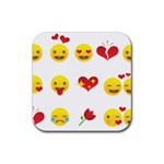 Valentine Emojis Rubber Coaster (Square)