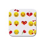 Valentine Emojis Rubber Square Coaster (4 pack)