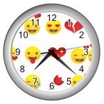 Valentine Emojis Wall Clock (Silver)