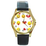 Valentine Emojis Round Gold Metal Watch