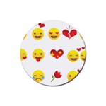 Valentine Emojis Rubber Round Coaster (4 pack)