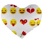 Valentine Emojis Large 19  Premium Heart Shape Cushion