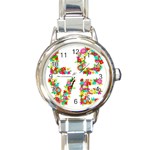 Floral Love Round Italian Charm Watch