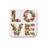 Floral Love Rubber Square Coaster (4 pack)