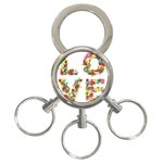 Floral Love 3-Ring Key Chain