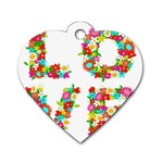 Floral Love Dog Tag Heart (One Side)