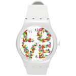 Floral Love Round Plastic Sport Watch (M)