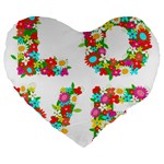 Floral Love Large 19  Premium Heart Shape Cushion