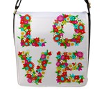 Floral Love Flap Closure Messenger Bag (L)