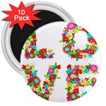 Floral Love 3  Magnet (10 pack)