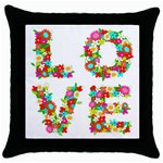 Floral Love Throw Pillow Case (Black)